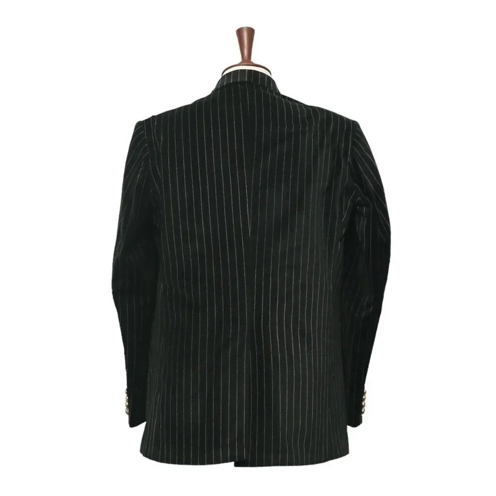 Mens Blazer Black Pinstripe Velvet Formal Tuxedo Suit Jacket Sport Coat 44R